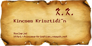 Kincses Krisztián névjegykártya